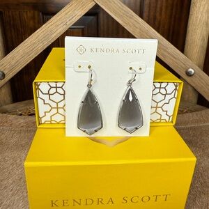 Kendra Scott Silver and Gray Teardrop Earrings